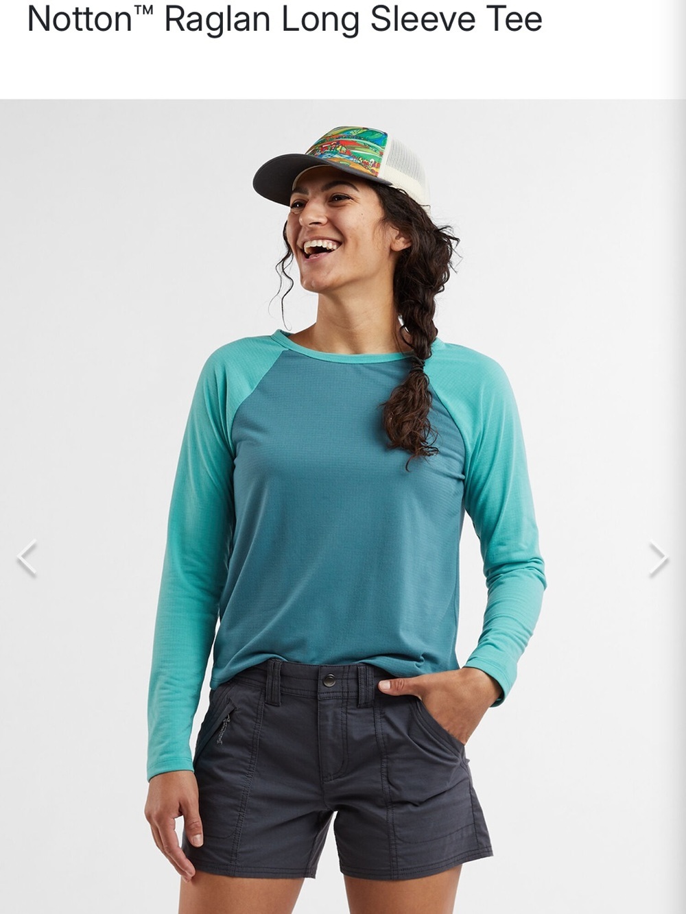 Title Nine Teal Notton Raglan Long Sleeve Tee Top